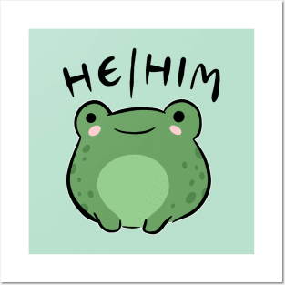 He/Him Kawaii Frog: Celebrating Masculine Aesthetics with Adorable Froggy Characters Posters and Art